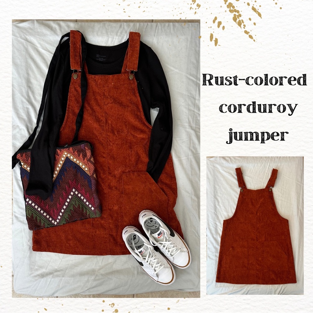 Rust-colored corduroy jumper